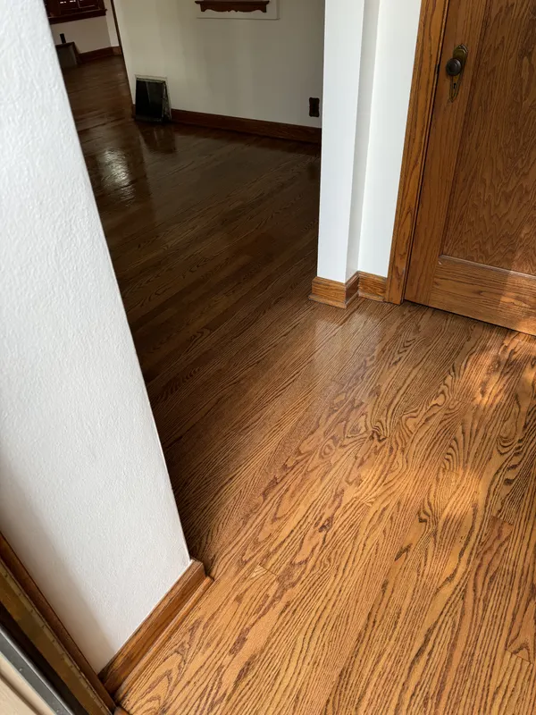 Refinished hardwood floor through a hallway, Milwaukee, WI